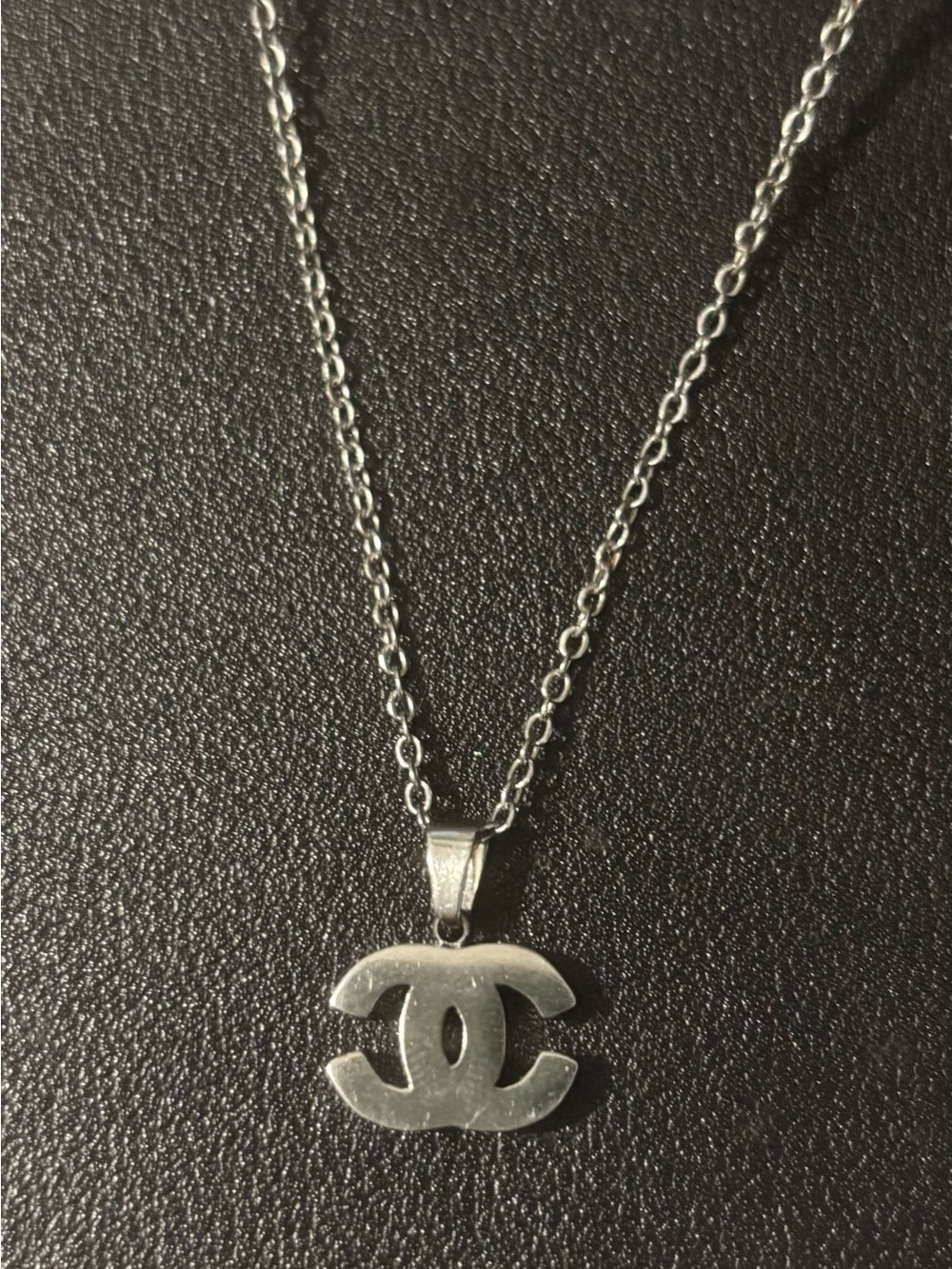 Silver CC Pendant Necklace